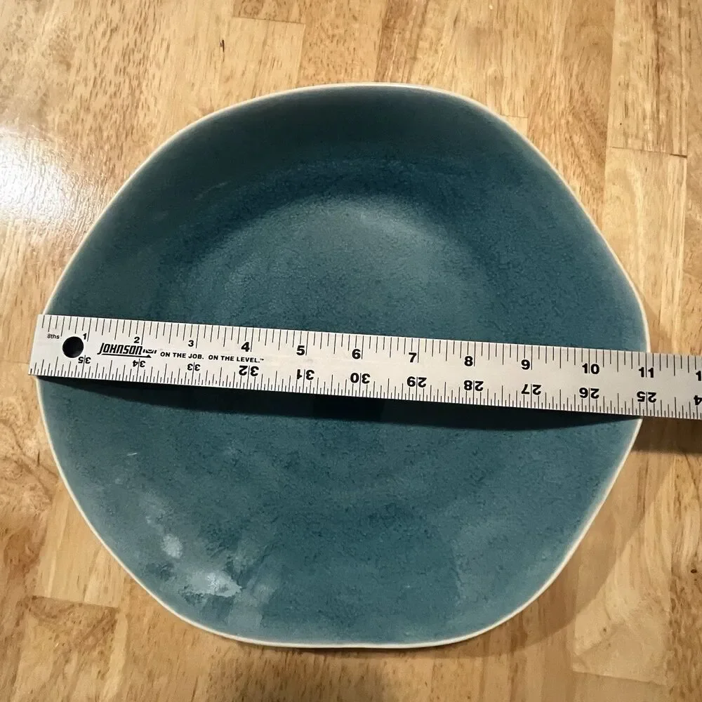 Crate & Barrel CB2 Organically Shaped Crackle Glaze Plate Set of 6 Salad Dinner